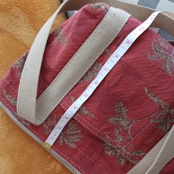 🔥🔥Bonnie Bag Upholstery palm trees vintage knitting needle point storage tote - Picture 13 of 16